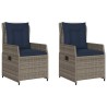 Chaises de jardin inclinables lot de 2 gris résine tressée 637833637833