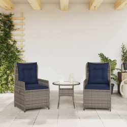 Chaises de jardin inclinables lot de 2 gris résine tressée 637833637833