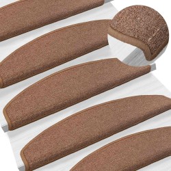 Tapis d'escalier auto-adhésifs 15 pcs Marron 80 x 24,5 x 3,5 cm 637835637835