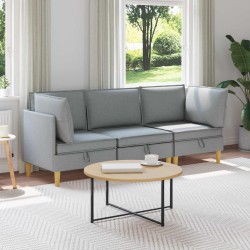 Canapé modulaire avec rangement 3 pcs Gris clair Tissu 637837637837