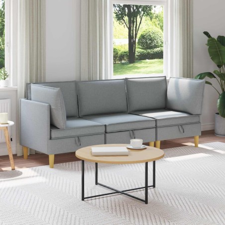Canapé modulaire avec rangement 3 pcs Gris clair Tissu 637837637837