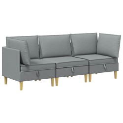 Canapé modulaire avec rangement 3 pcs Gris clair Tissu 637837637837