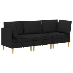 Canapé modulaire avec rangement 3 pcs Noir Tissu 637839637839