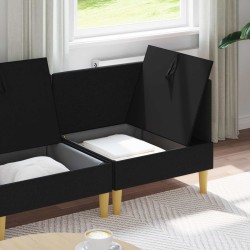 Canapé modulaire avec rangement 3 pcs Noir Tissu 637839637839
