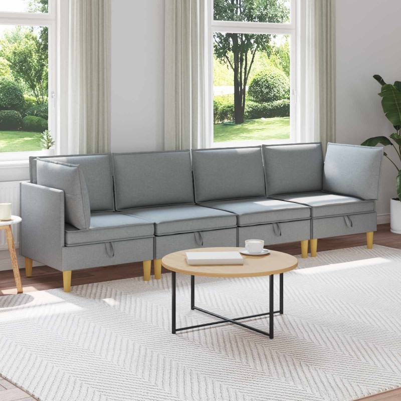 Canapé modulaire avec rangement 4 pcs Gris clair Tissu 637840637840