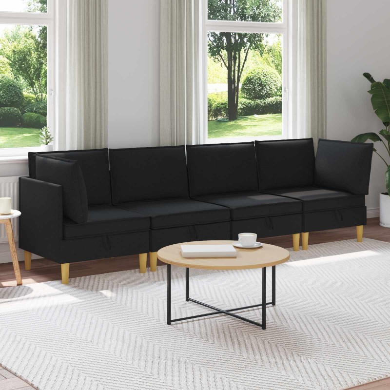 Canapé modulaire avec rangement 4 pcs Noir Tissu 637841637841