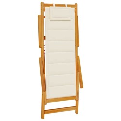 Chaise pliante avec accoudoirs en bois d'acacia crème et textilène 637843637843