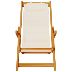 Chaise pliante avec accoudoirs en bois d'acacia crème et textilène 637843637843
