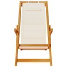 Chaise pliante avec accoudoirs en bois d'acacia crème et textilène 637843637843
