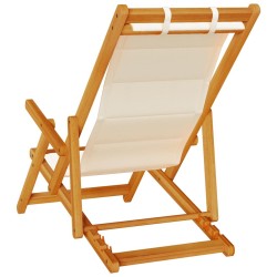 Chaise pliante avec accoudoirs en bois d'acacia crème et textilène 637843637843