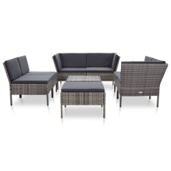Salon de jardin 8 pcs avec coussins résine tressée gris 637846637846
