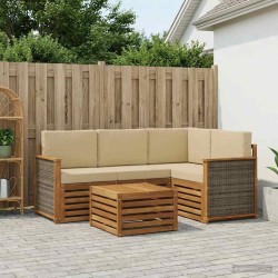 Ensemble de canapés d'extérieur 5 pcs Naturel et Beige 637851637851