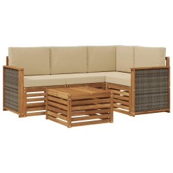 Ensemble de canapés d'extérieur 5 pcs Naturel et Beige 637851637851