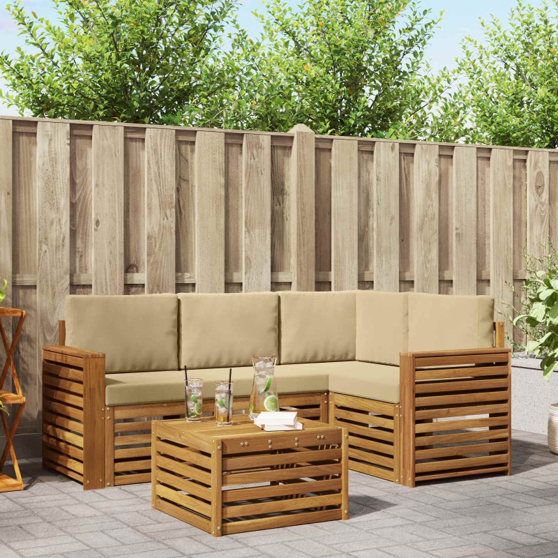 Ensemble de canapés d'extérieur 5 pcs Naturel et Beige 637858637858