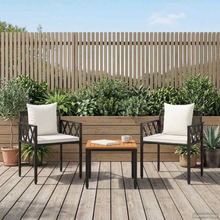 Ensemble de meubles d'extérieur 3 pcs Noir et blanc crème 637859637859