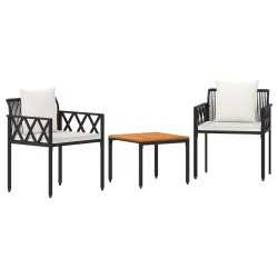 Ensemble de meubles d'extérieur 3 pcs Noir et blanc crème 637859637859