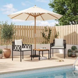Ensemble de meubles d'extérieur 3 pcs Noir et blanc crème 637859637859
