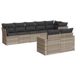 Salon de jardin 8 pcs avec coussins gris clair résine tressée 637862637862
