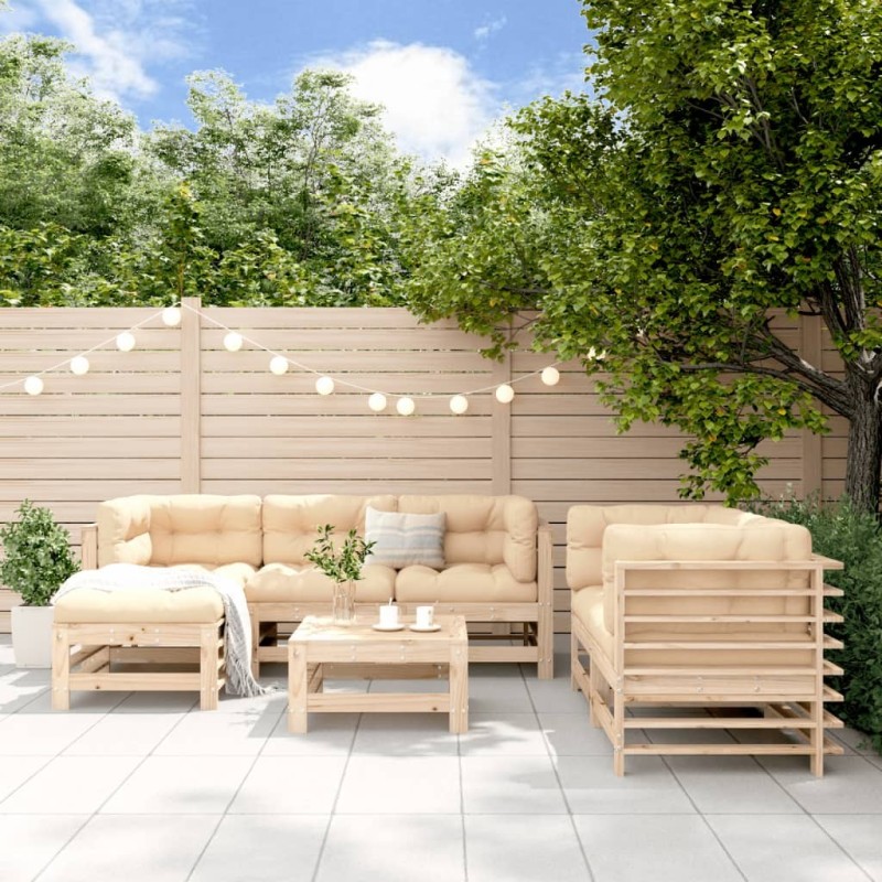 Salon de jardin 7 pcs Bois de pin massif 637863637863