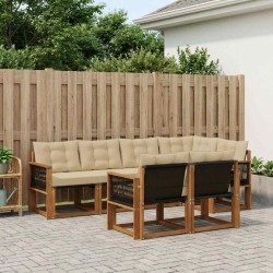 Ensemble de canapés d'extérieur 7 pcs Naturel et Beige 637868637868