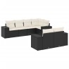 Salon de jardin 7 pcs avec coussins noir résine tressée 637874637874