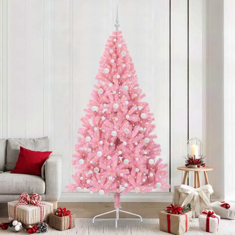 Sapin de Noël artificiel pré-éclairé Rose 240 cm PVC 637878637878