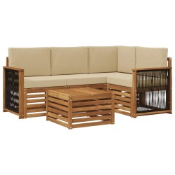 Ensemble de canapés d'extérieur 5 pcs Naturel et Beige 637882637882