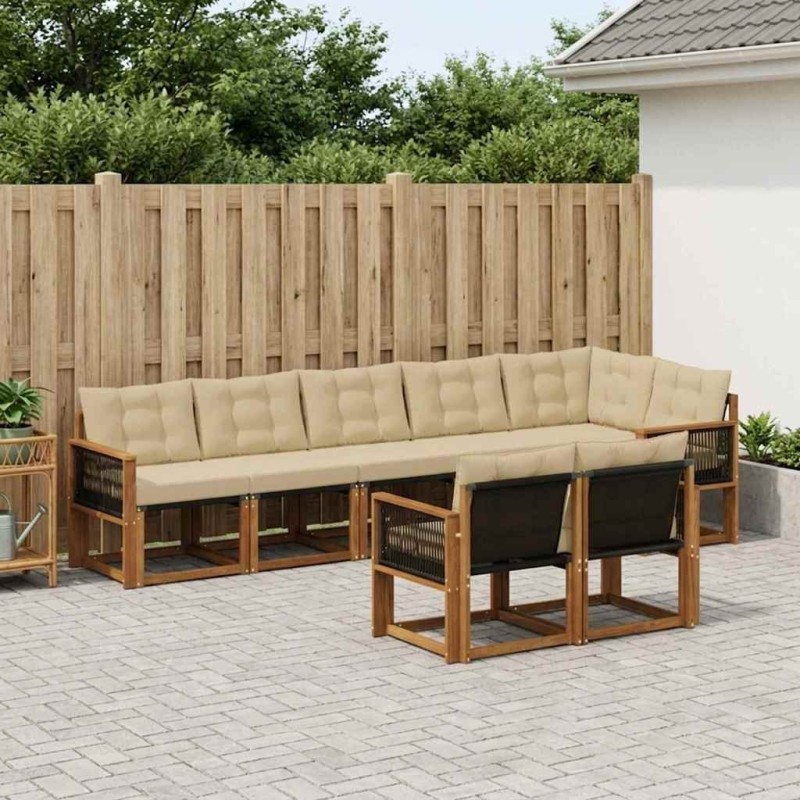 Ensemble de canapés d'extérieur 8 pcs Naturel et Beige 637892637892