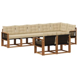 Ensemble de canapés d'extérieur 8 pcs Naturel et Beige 637892637892