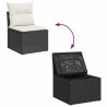 Salon de jardin 6 pcs avec coussins noir résine tressée 637899637899