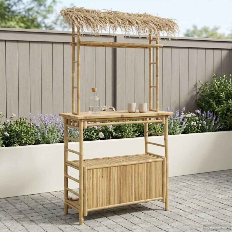Table de bar extérieure Naturel 110 x 50 x 209 cm Bambou 637908637908