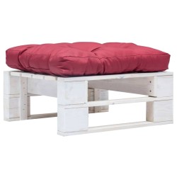 Repose-pied palette de jardin avec coussin rouge Blanc Bois 637917637917