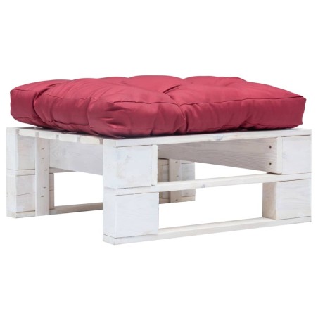 Repose-pied palette de jardin avec coussin rouge Blanc Bois 637917637917