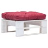 Repose-pied palette de jardin avec coussin rouge Blanc Bois 637917637917