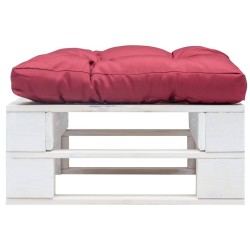 Repose-pied palette de jardin avec coussin rouge Blanc Bois 637917637917