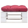 Repose-pied palette de jardin avec coussin rouge Blanc Bois 637917637917