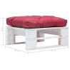 Repose-pied palette de jardin avec coussin rouge Blanc Bois 637917637917