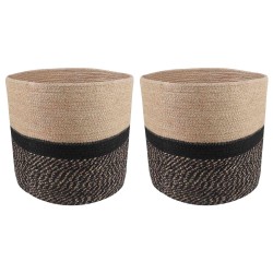 Ensemble de Pots à Plantes 2 pcs Naturel et noir Ø 28 x 28 cm 637922637922