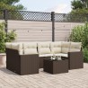 Salon de jardin avec coussins 7 pcs marron résine tressée 637931637931