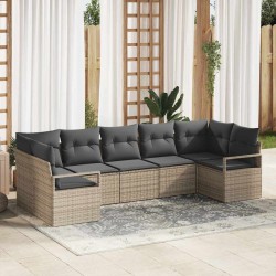 Ensemble de canapé de jardin avec coussin 7 pcs Gris polyrotin 637937637937