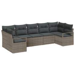 Ensemble de canapé de jardin avec coussin 7 pcs Gris polyrotin 637937637937