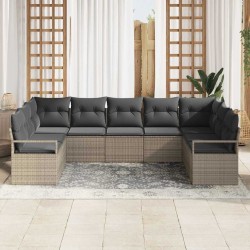 Ensemble de canapé de jardin avec coussin 7 pcs Gris polyrotin 637937637937
