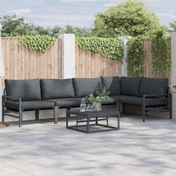 Ensemble de canapé de jardin avec coussin 5 pcs Noir Acier 637938637938