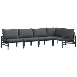Ensemble de canapé de jardin avec coussin 5 pcs Noir Acier 637938637938