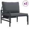 Ensemble de canapé de jardin avec coussin 5 pcs Noir Acier 637938637938