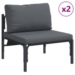 Ensemble de canapé de jardin avec coussin 5 pcs Noir Acier 637938637938