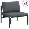 Ensemble de canapé de jardin avec coussin 5 pcs Noir Acier 637938637938