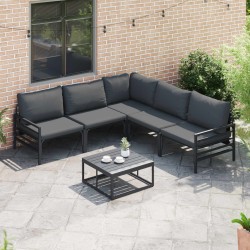 Ensemble de canapé de jardin avec coussin 5 pcs Noir Acier 637938637938