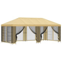 Gazebo avec murs latéraux 6 x 3 m Crème Polyester et Acier 190 637939637939
