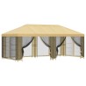 Gazebo avec murs latéraux 6 x 3 m Crème Polyester et Acier 190 637939637939